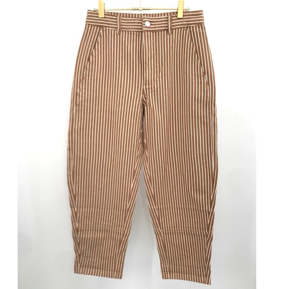 Everlane Brown White Stripe Cotton Barrel Utility Jeans Size 6